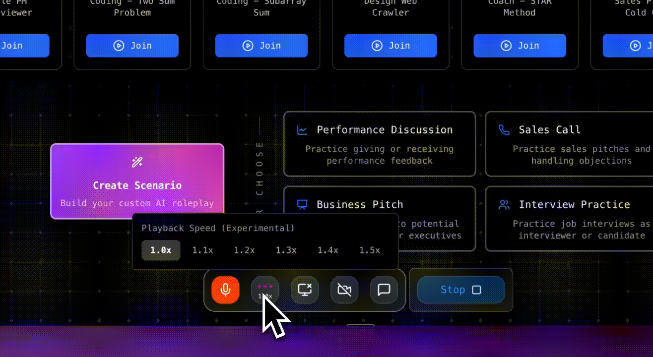 Playback speed control demonstration showing speed adjustment options