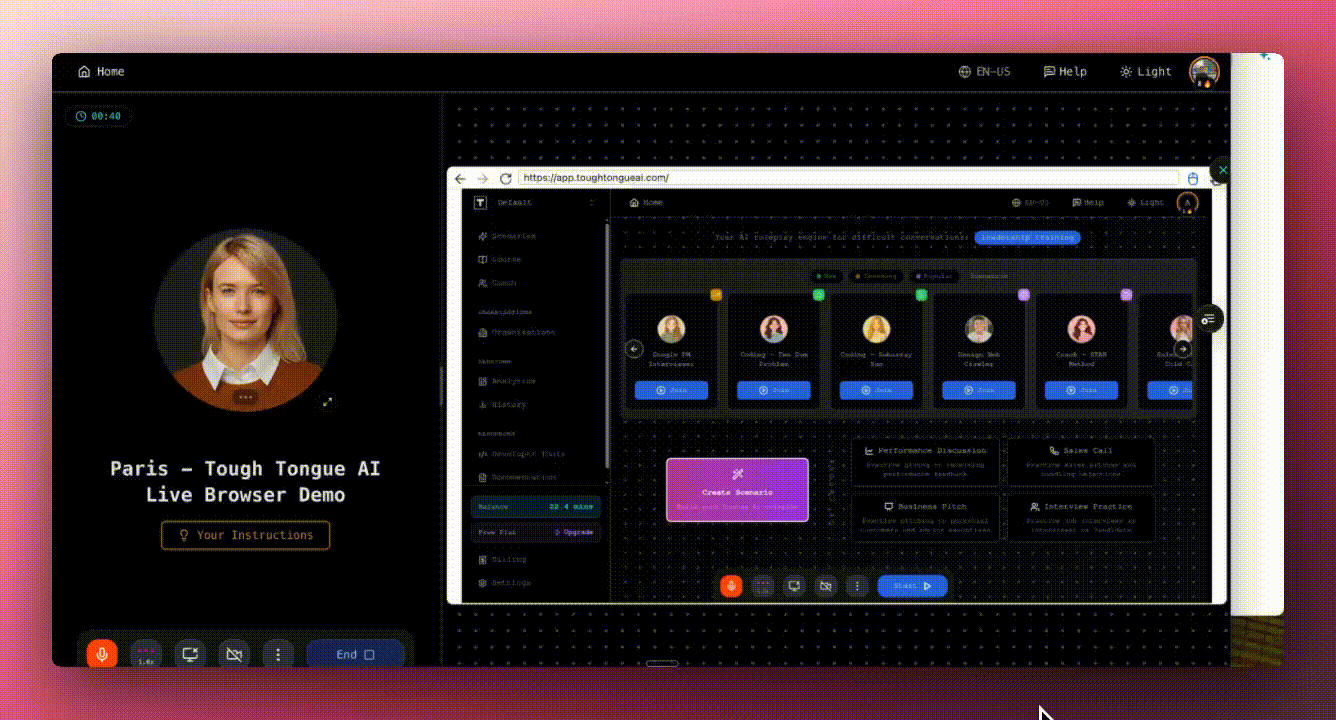 Agent navigating a web application live during a conversation